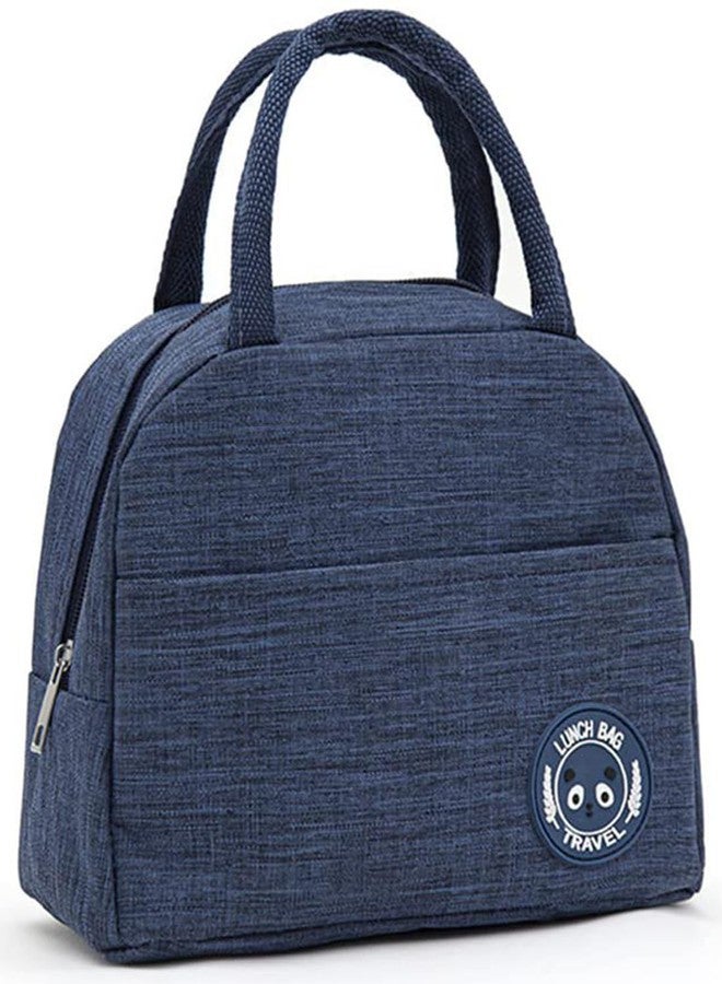 FowWelt Insulated Lunch Bag for Office School Picnic Outdoor Lunch Bag for Women Student Kids Storage Bag Portable and Reusable Regular Size (Navy Blue) - Image 1